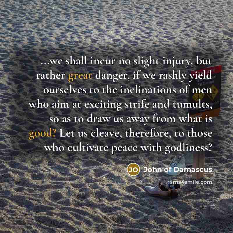 “...we shall incur no slight injury, but rather great danger,…” quote by John of Damascus
