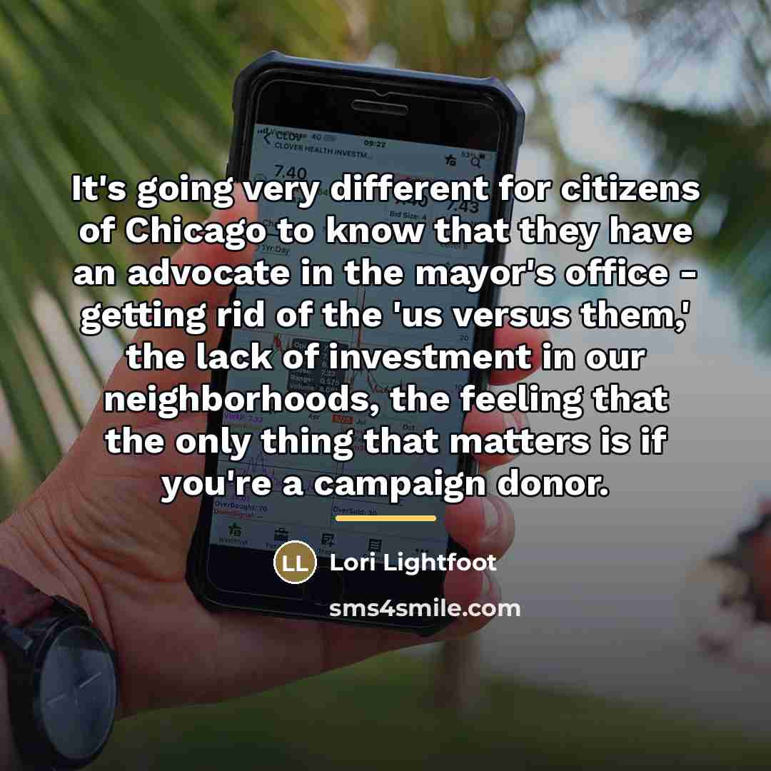 “It's going very different for citizens of Chicago to know…” quote by Lori Lightfoot