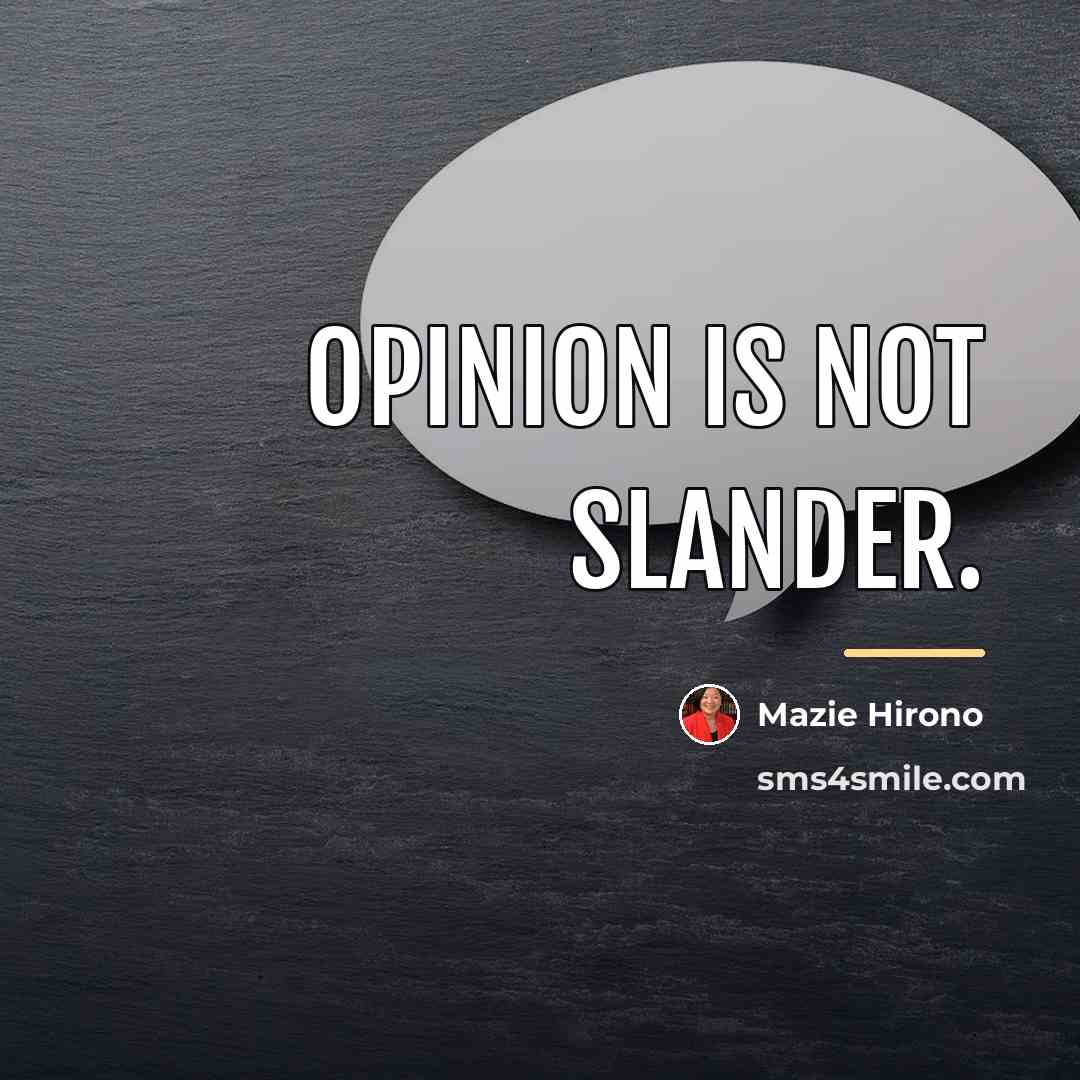 “Opinion is not slander.…” quote by Mazie Hirono