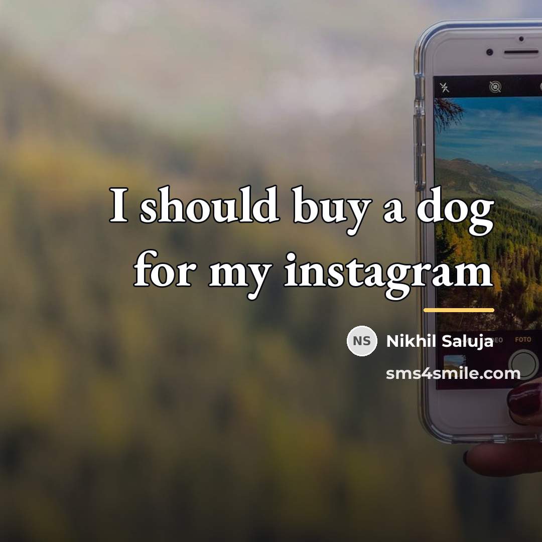 “I should buy a dog for my instagram…” quote by Nikhil Saluja