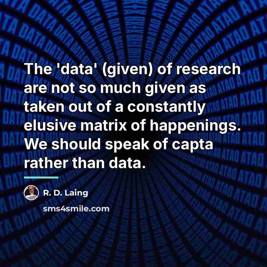 “The 'data' (given) of research are not so much given…” quote by R. D. Laing