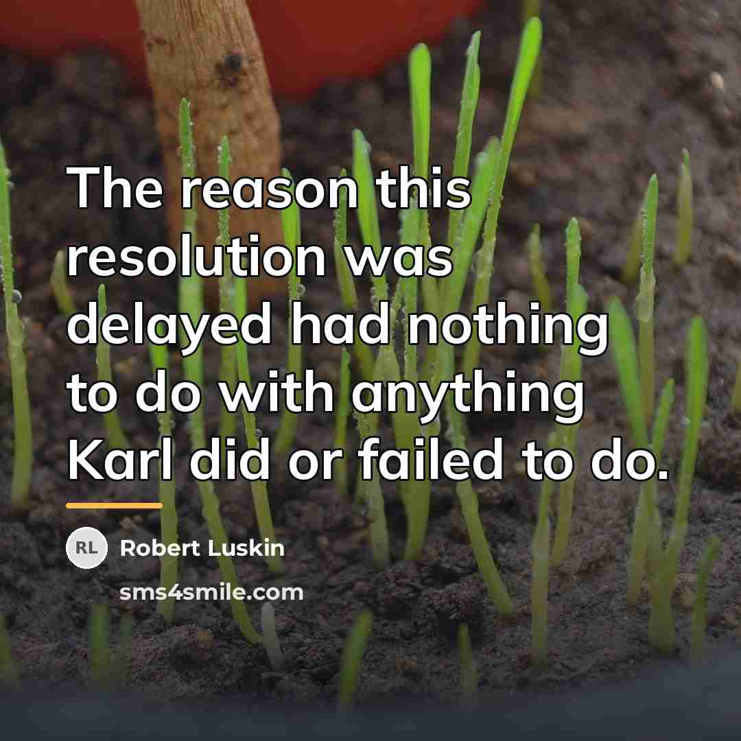 “The reason this resolution was delayed had nothing to do…” quote by Robert Luskin