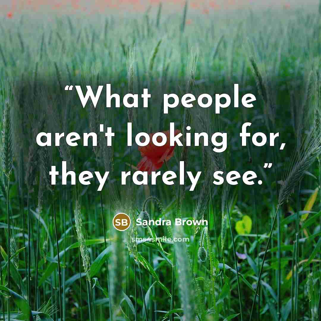 “What people aren't looking for, they rarely see.” quote by Sandra Brown