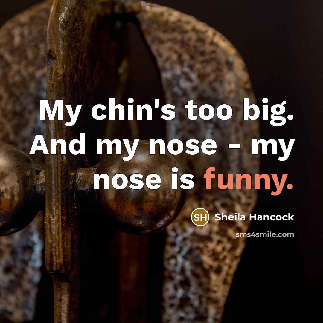 “My chin's too big. And my nose - my nose…” quote by Sheila Hancock