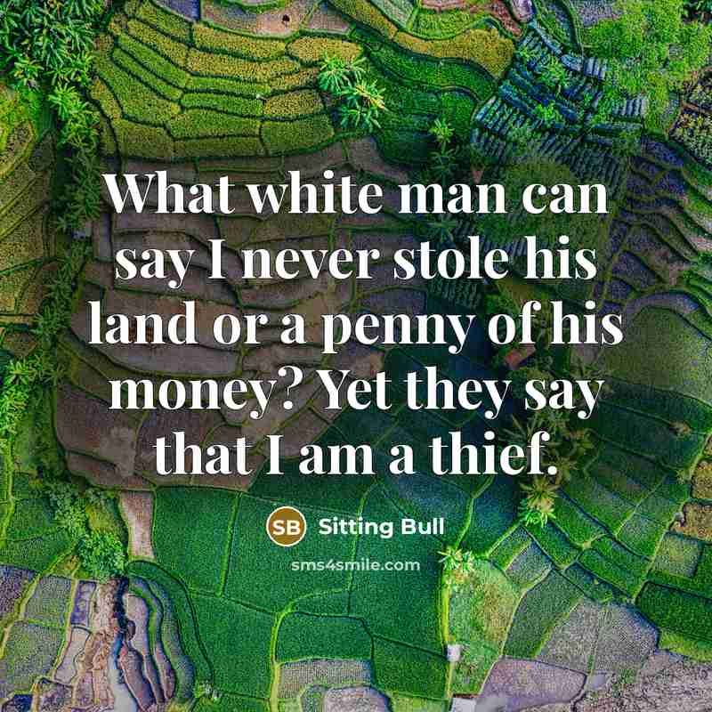 “What white man can say I never stole his land…” quote by Sitting Bull
