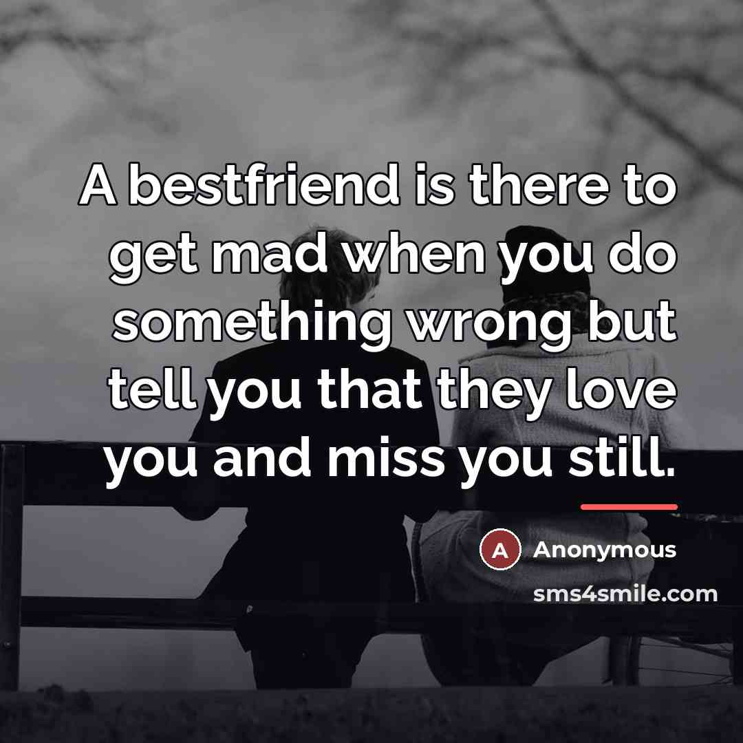 “A bestfriend is there to get mad when you do…” quote by Anonymous