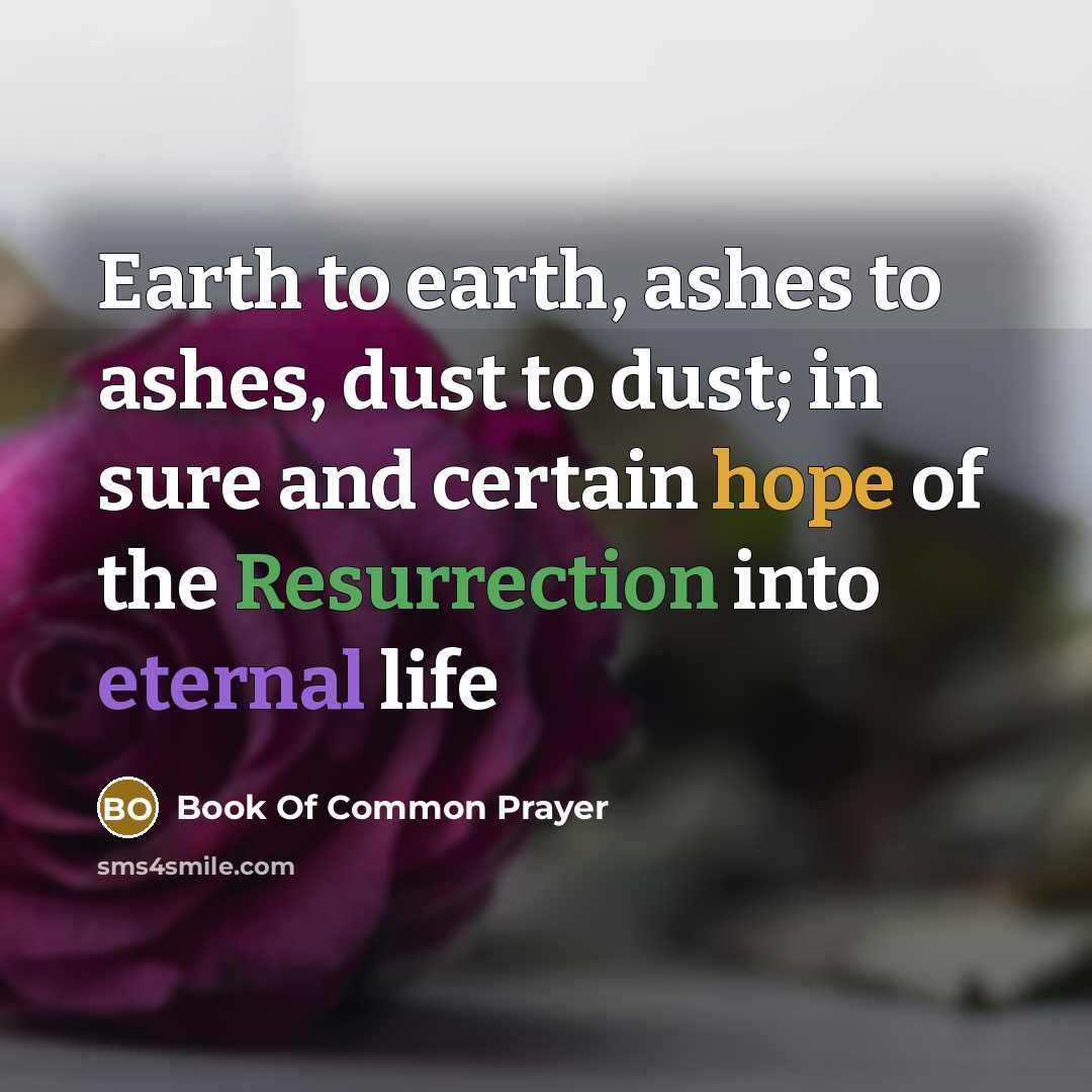 “Earth to earth, ashes to ashes, dust to dust; in…” quote by Book Of Common Prayer