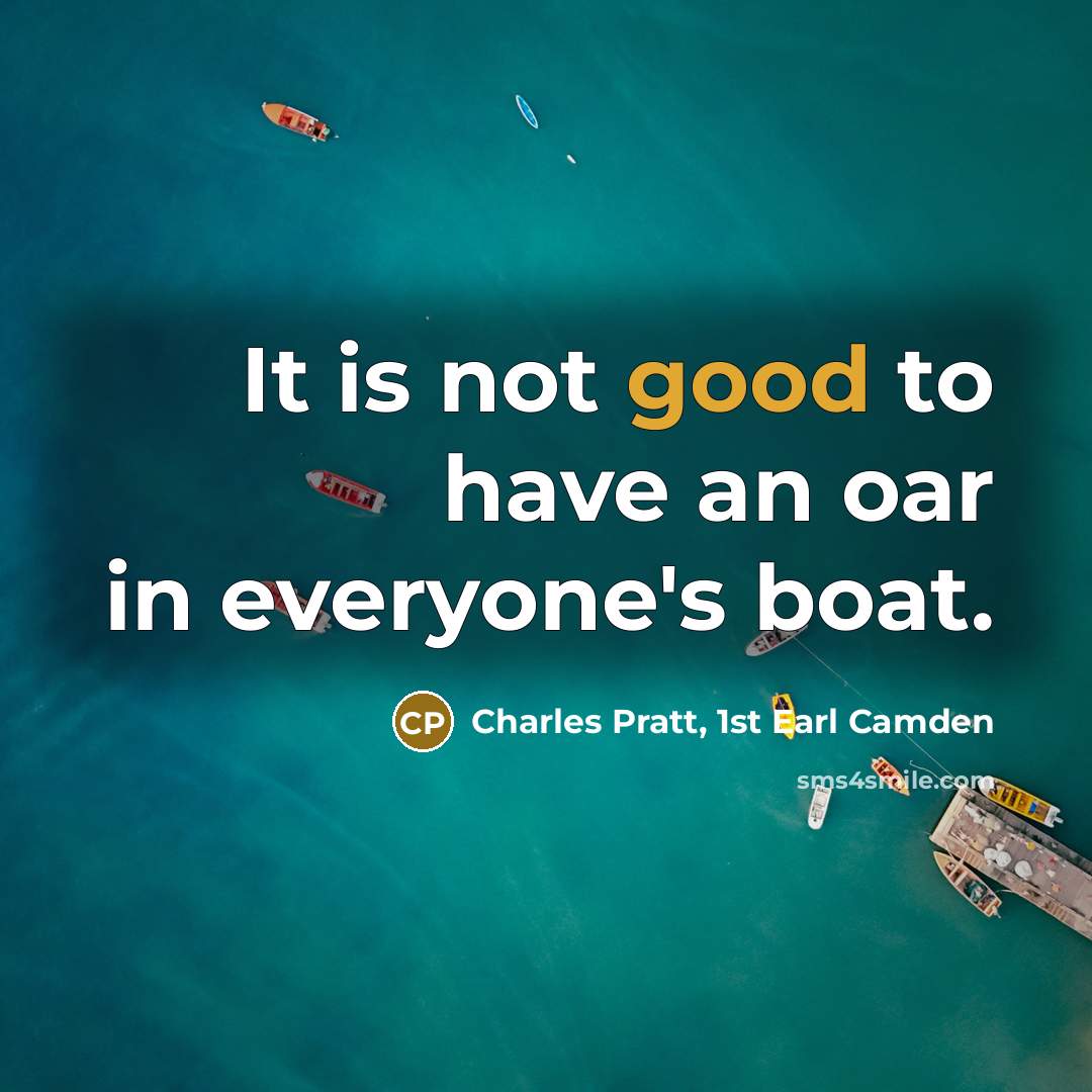 “It is not good to have an oar in everyone's…” quote by Charles Pratt, 1st Earl Camden