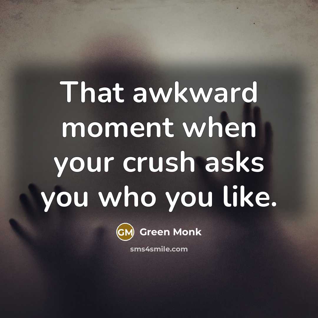 “That awkward moment when your crush asks you who you…” quote by Green Monk