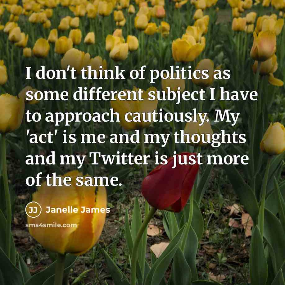“I don't think of politics as some different subject I…” quote by Janelle James