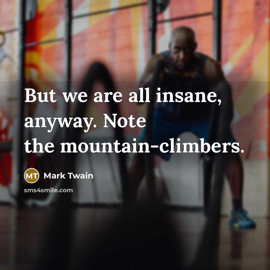 “But we are all insane, anyway. Note the mountain-climbers.…” quote by Mark Twain