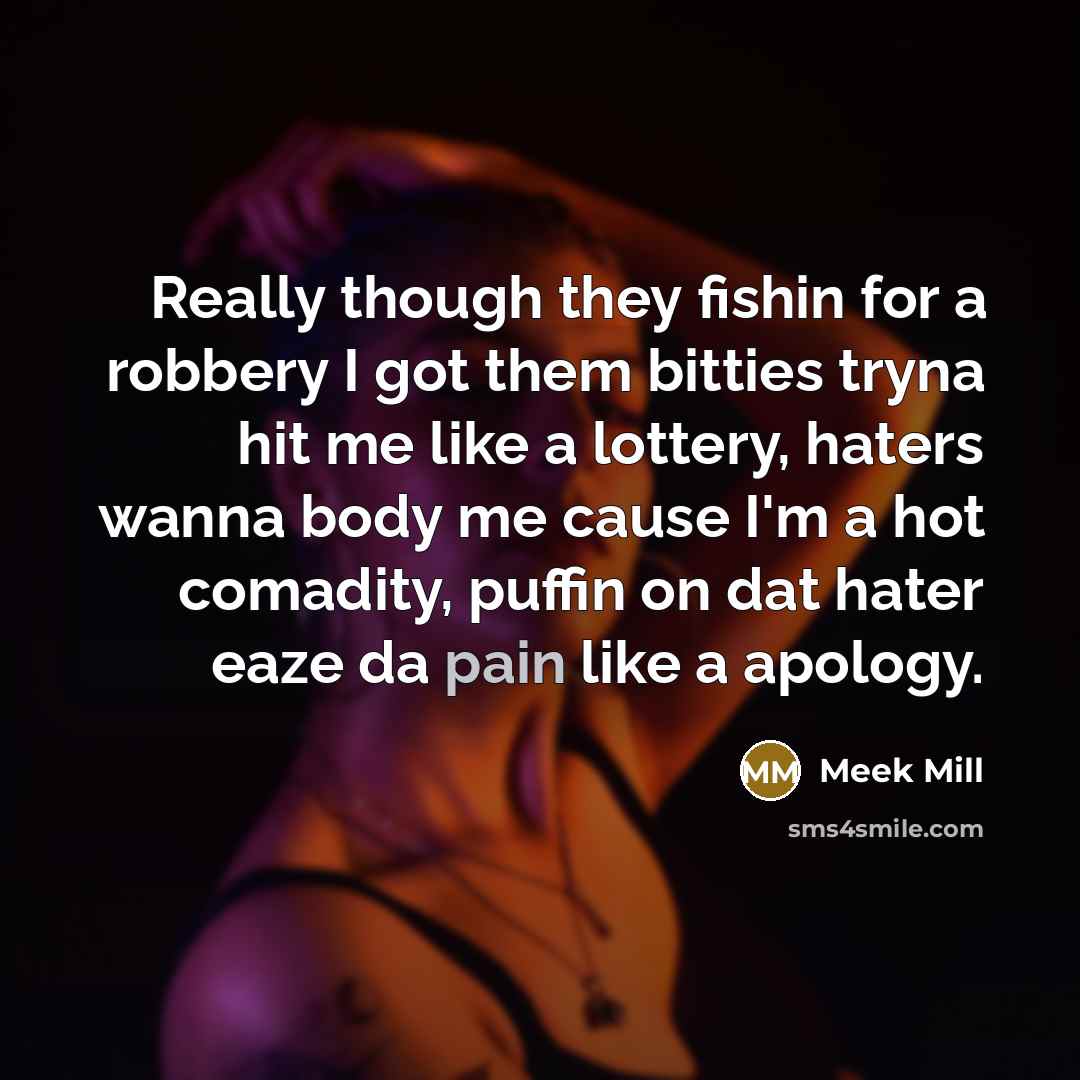 “Really though they fishin for a robbery I got them…” quote by Meek Mill