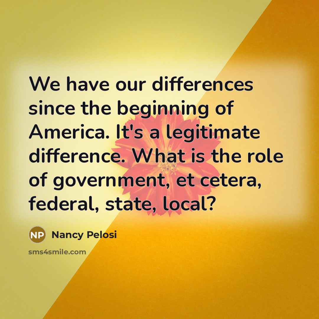 “We have our differences since the beginning of America. It's…” quote by Nancy Pelosi