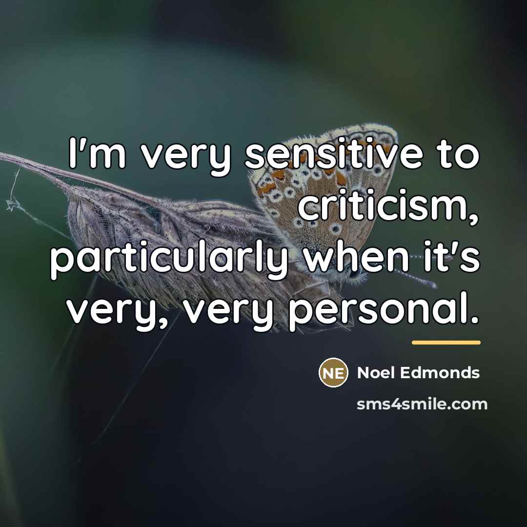 “I'm very sensitive to criticism, particularly when it's very, very…” quote by Noel Edmonds