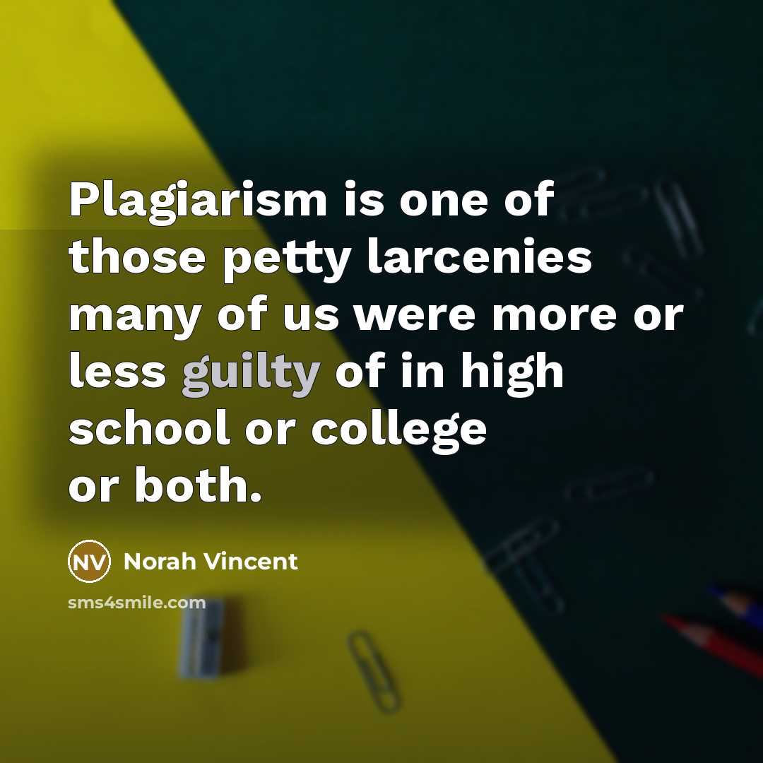 “Plagiarism is one of those petty larcenies many of us…” quote by Norah Vincent