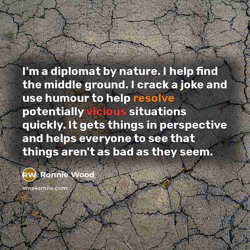 “I'm a diplomat by nature. I help find the middle…” quote by Ronnie Wood