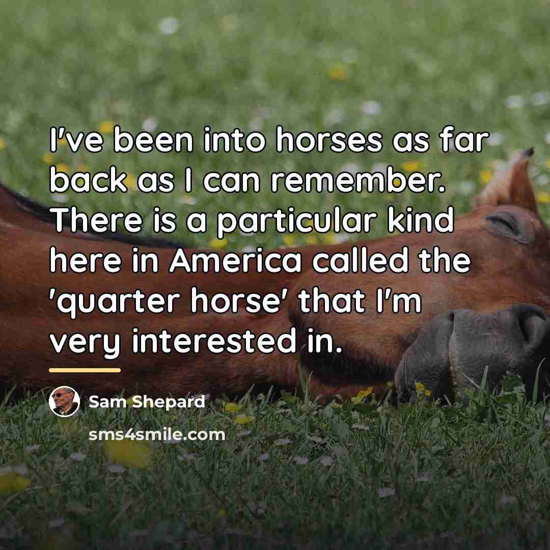 “I've been into horses as far back as I can…” quote by Sam Shepard