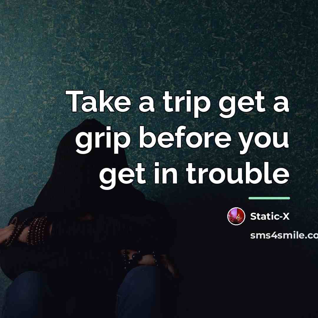 “Take a trip get a grip before you get in…” quote by Static-X