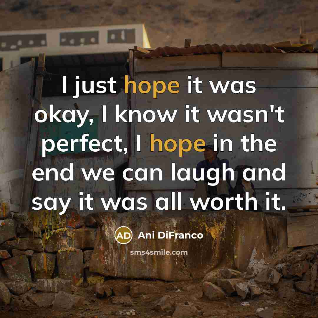 “I just hope it was okay, I know it wasn't…” quote by Ani DiFranco