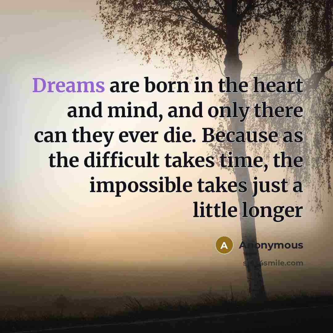 “Dreams are born in the heart and mind, and only…” quote by Anonymous