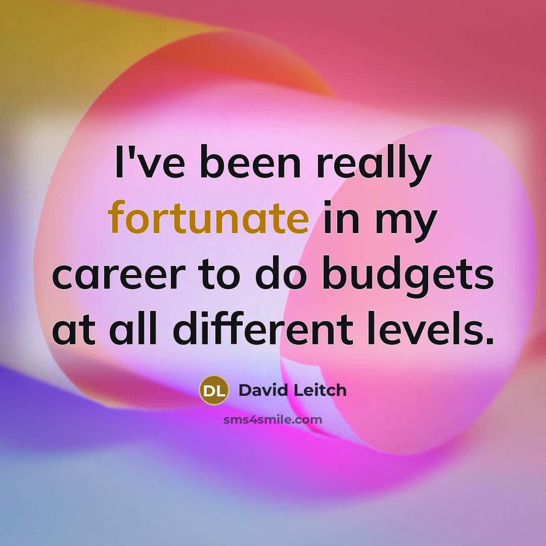 “I've been really fortunate in my career to do budgets…” quote by David Leitch