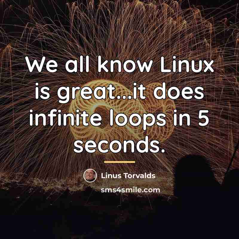 “We all know Linux is great...it does infinite loops in…” quote by Linus Torvalds