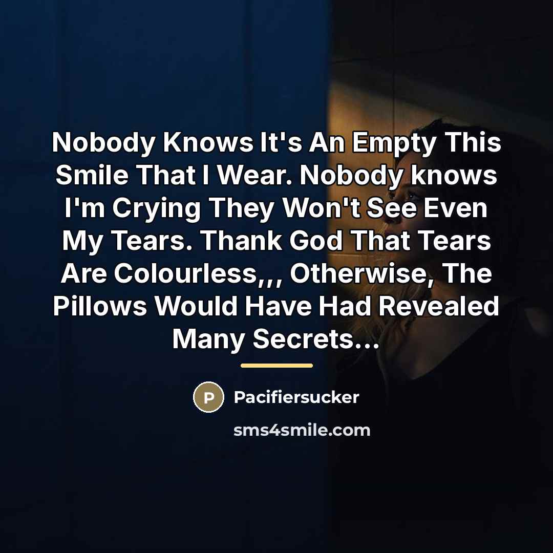 “Nobody Knows It's An Empty This Smile That I Wear.…” quote by Pacifiersucker