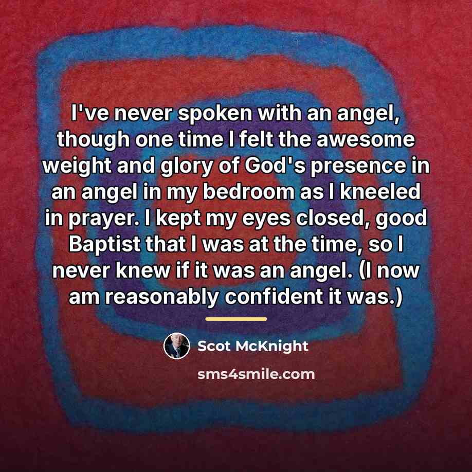 “I've never spoken with an angel, though one time I…” quote by Scot McKnight