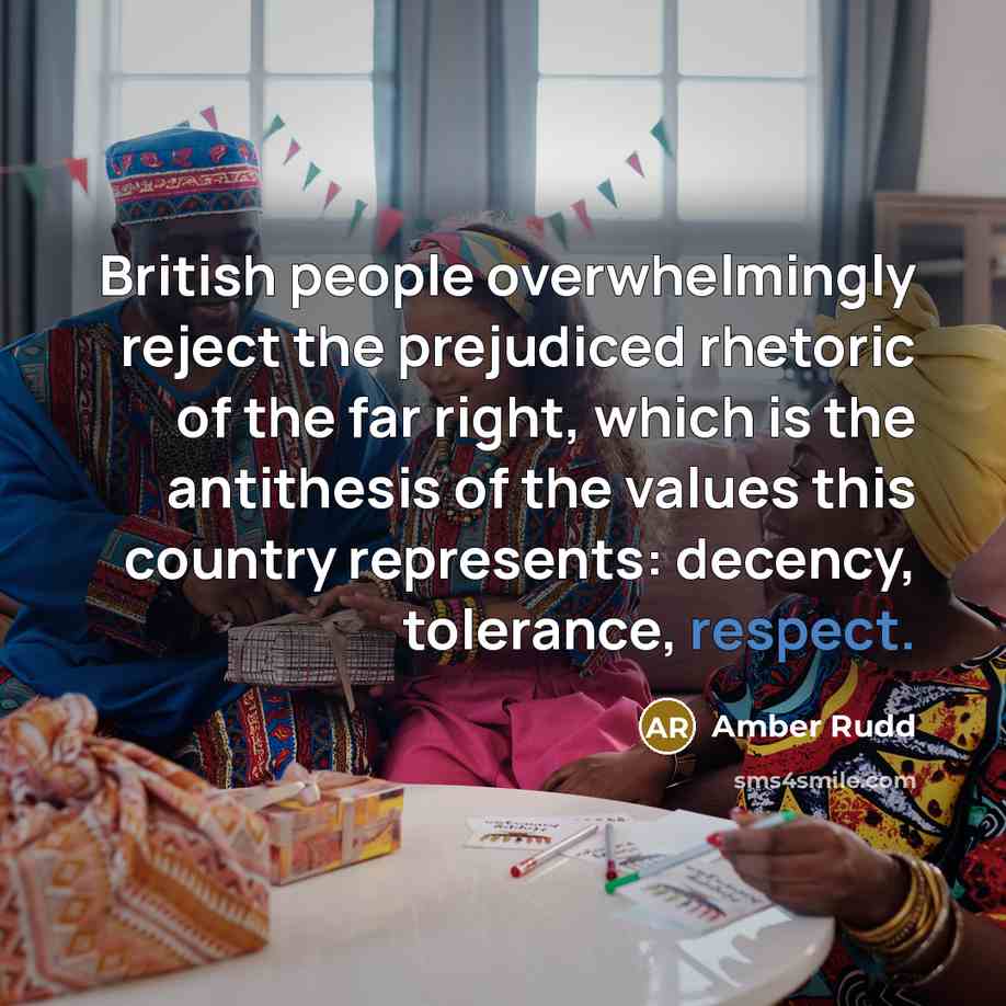 “British people overwhelmingly reject the prejudiced rhetoric of the far…” quote by Amber Rudd
