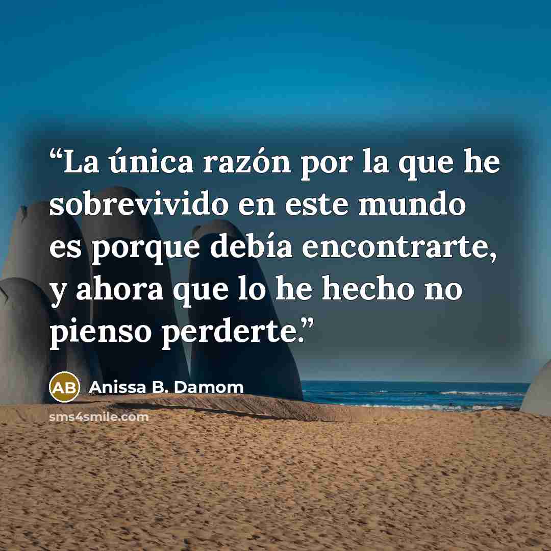 “La única razón por la que he sobrevivido en este mundo es porque debía encontrarte, y ahora que lo he hecho no pienso perderte.” quote by Anissa B. Damom