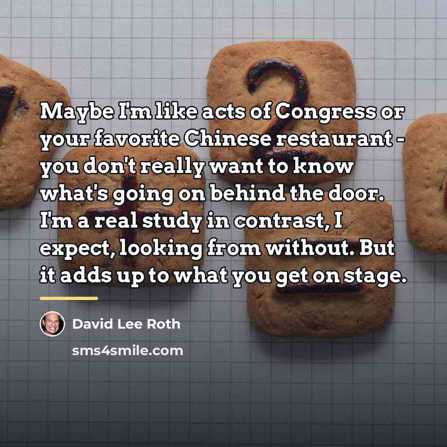 “Maybe I'm like acts of Congress or your favorite Chinese…” quote by David Lee Roth