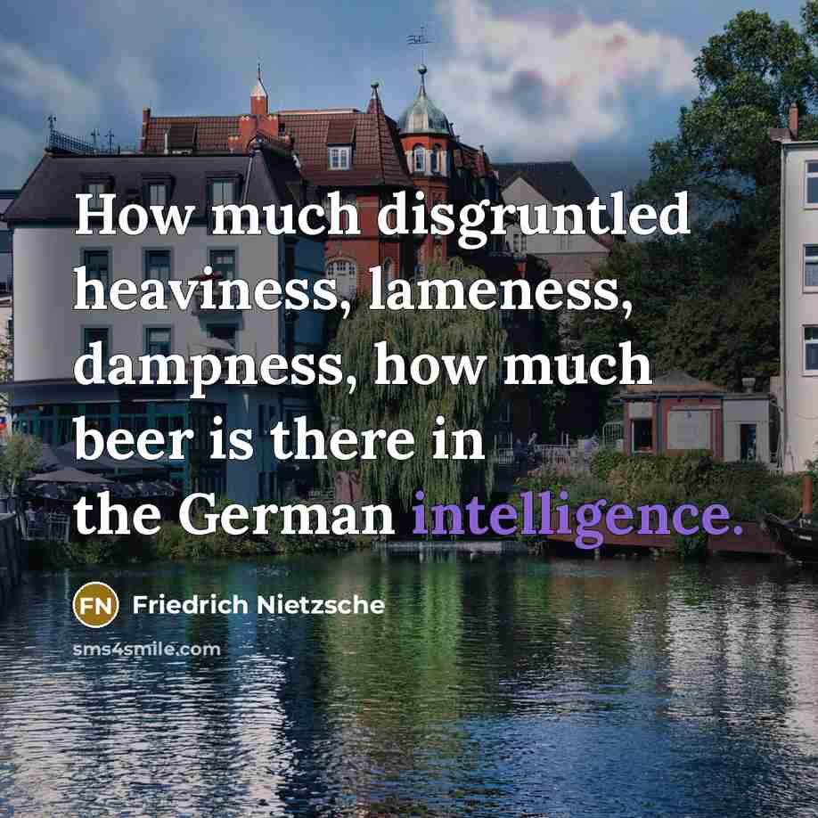 “How much disgruntled heaviness, lameness, dampness, how much beer is…” quote by Friedrich Nietzsche