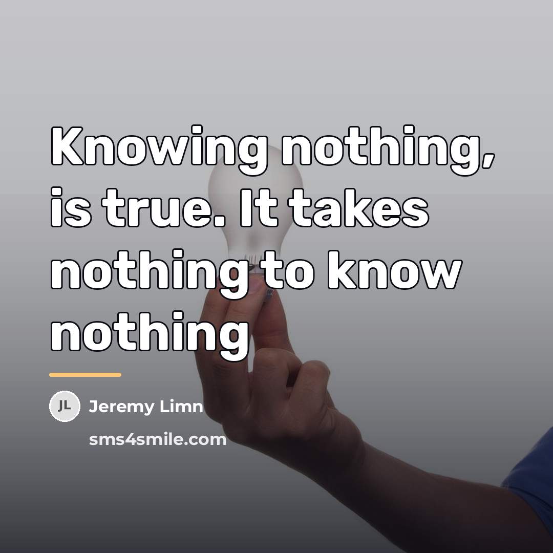 “Knowing nothing, is true. It takes nothing to know nothing…” quote by Jeremy Limn
