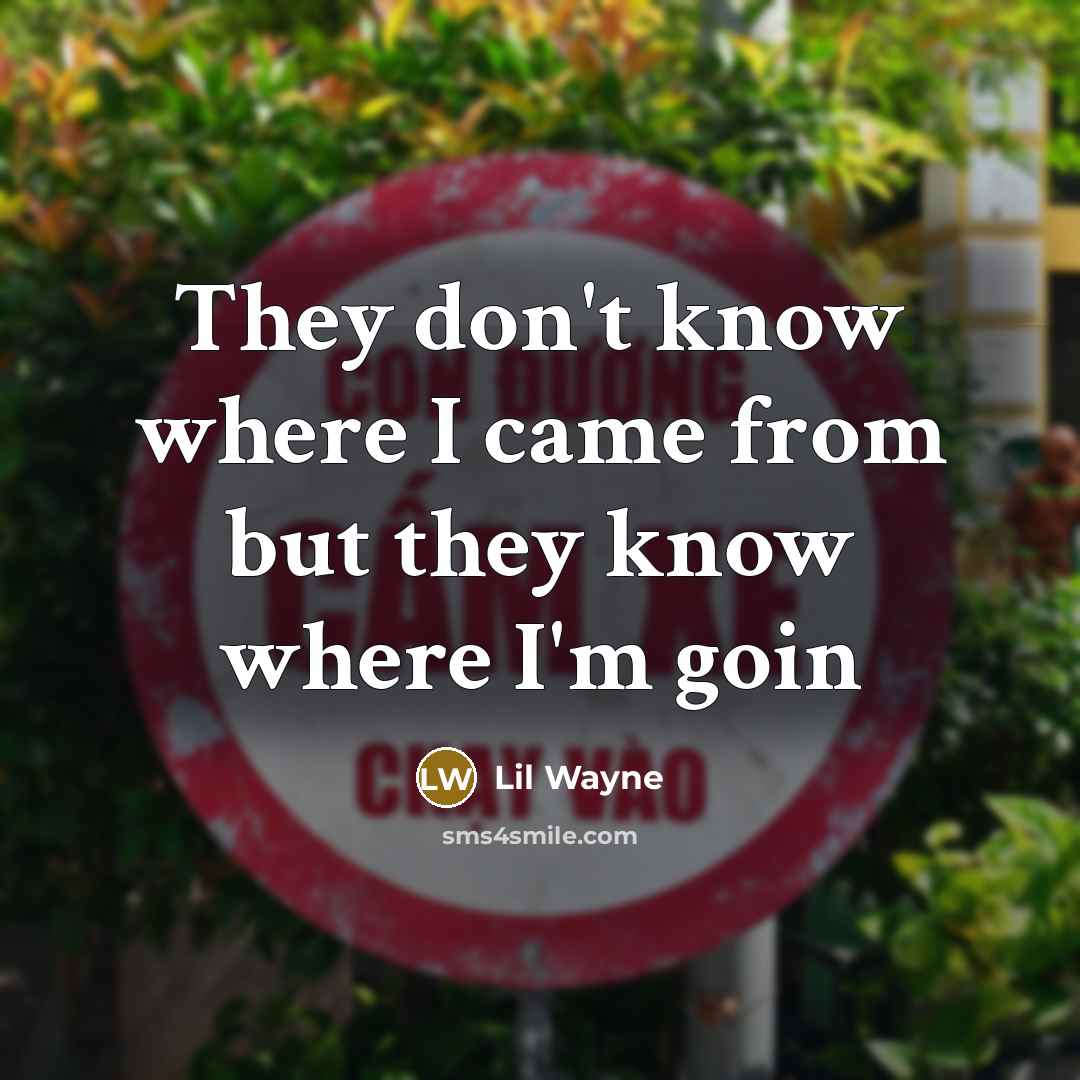 “They don't know where I came from but they know where I'm goin” quote by Lil Wayne