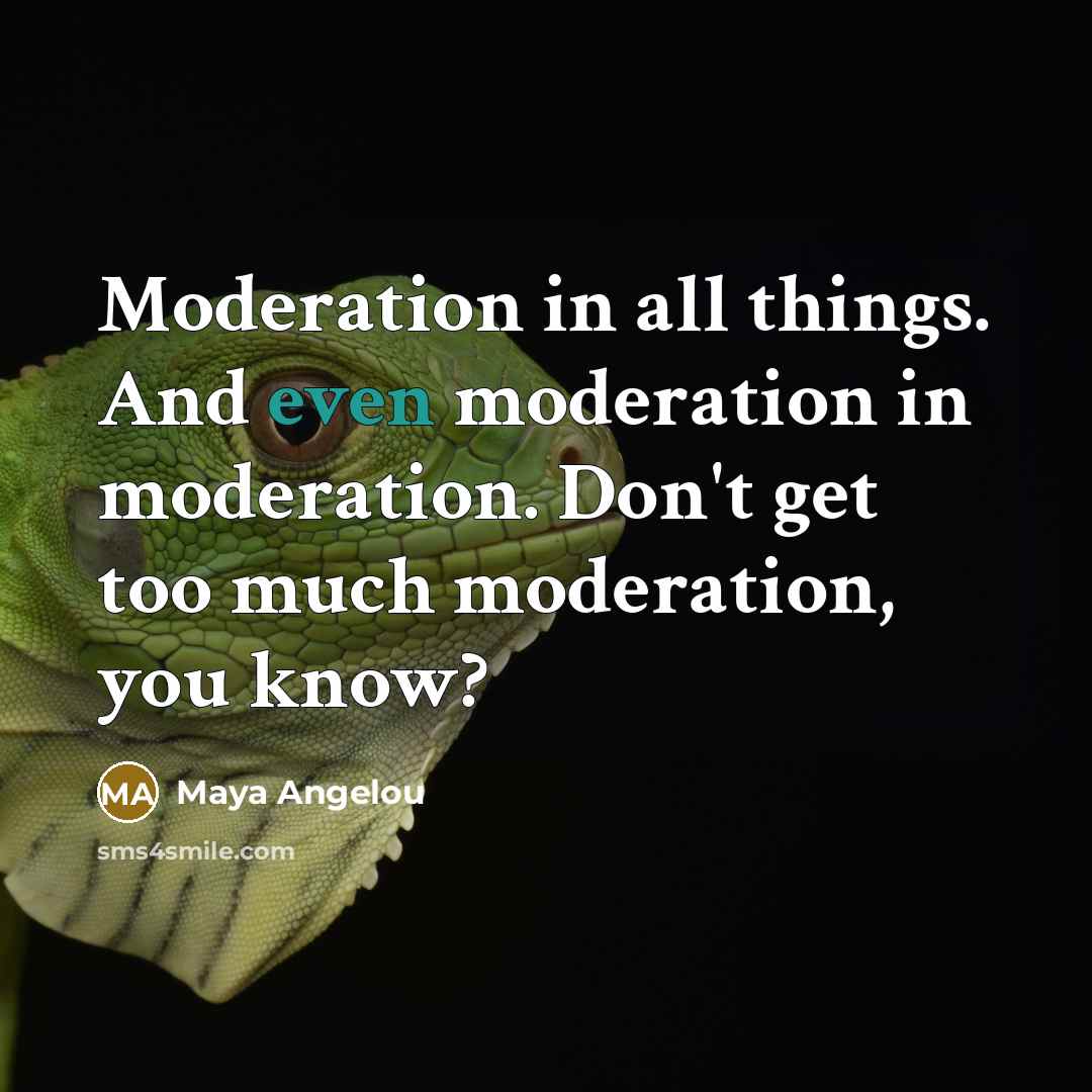 “Moderation in all things. And even moderation in moderation. Don't…” quote by Maya Angelou