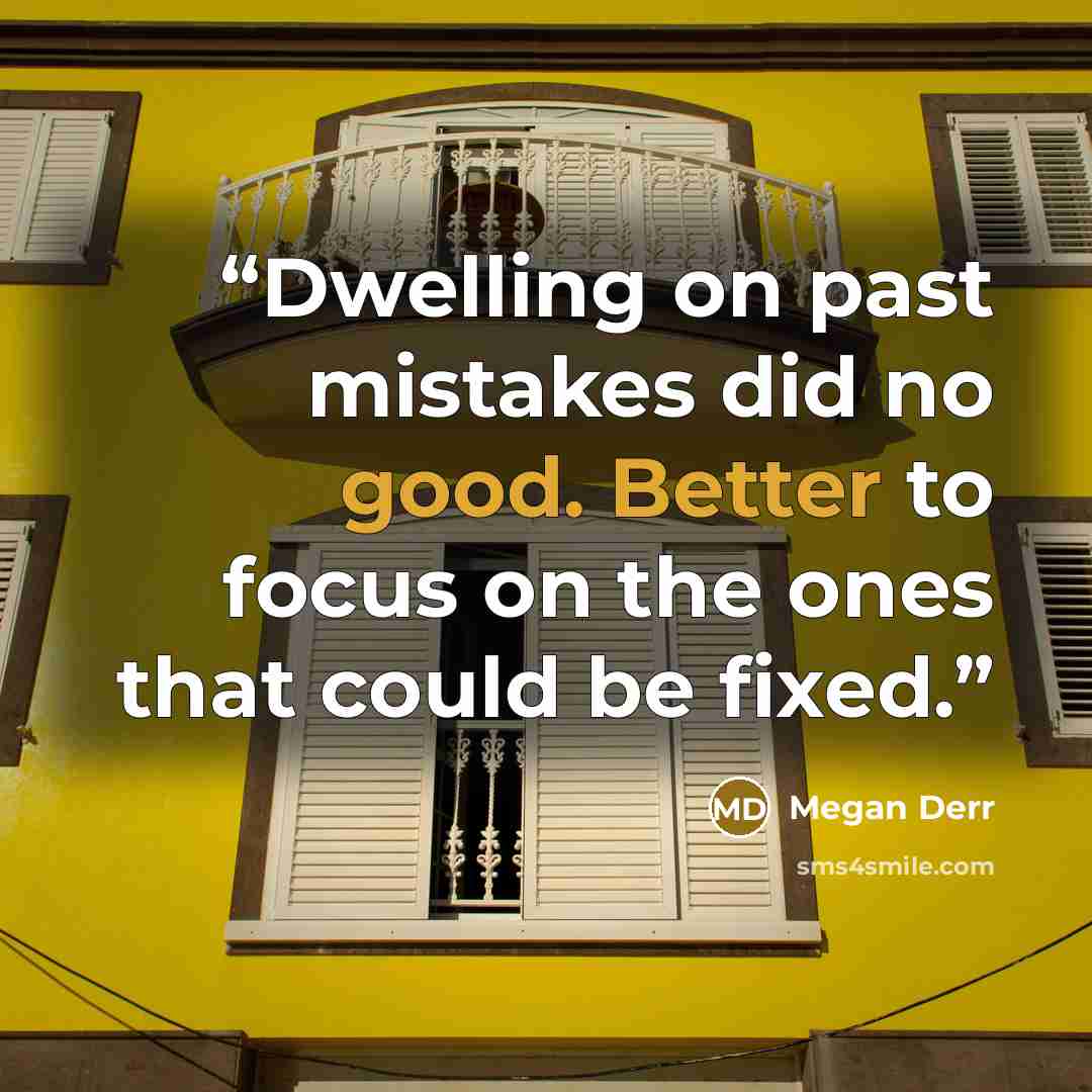 “Dwelling on past mistakes did no good. Better to focus on the ones that could be fixed.” quote by Megan Derr