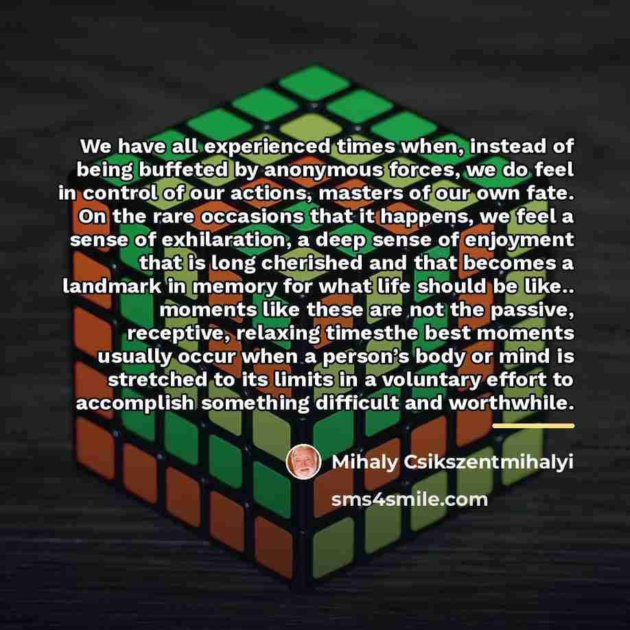 “We have all experienced times when, instead of being buffeted…” quote by Mihaly Csikszentmihalyi