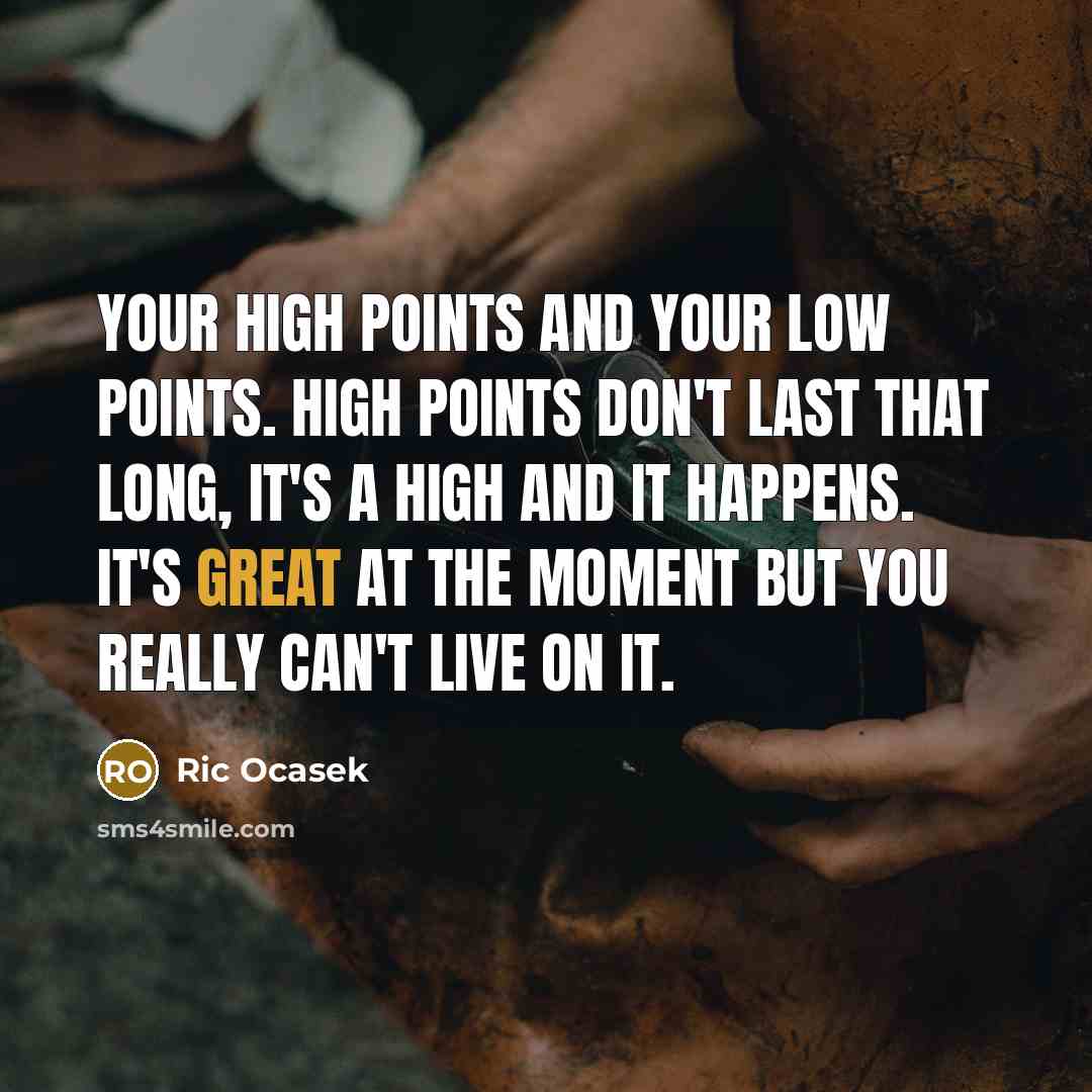 “Your high points and your low points. High points don't…” quote by Ric Ocasek