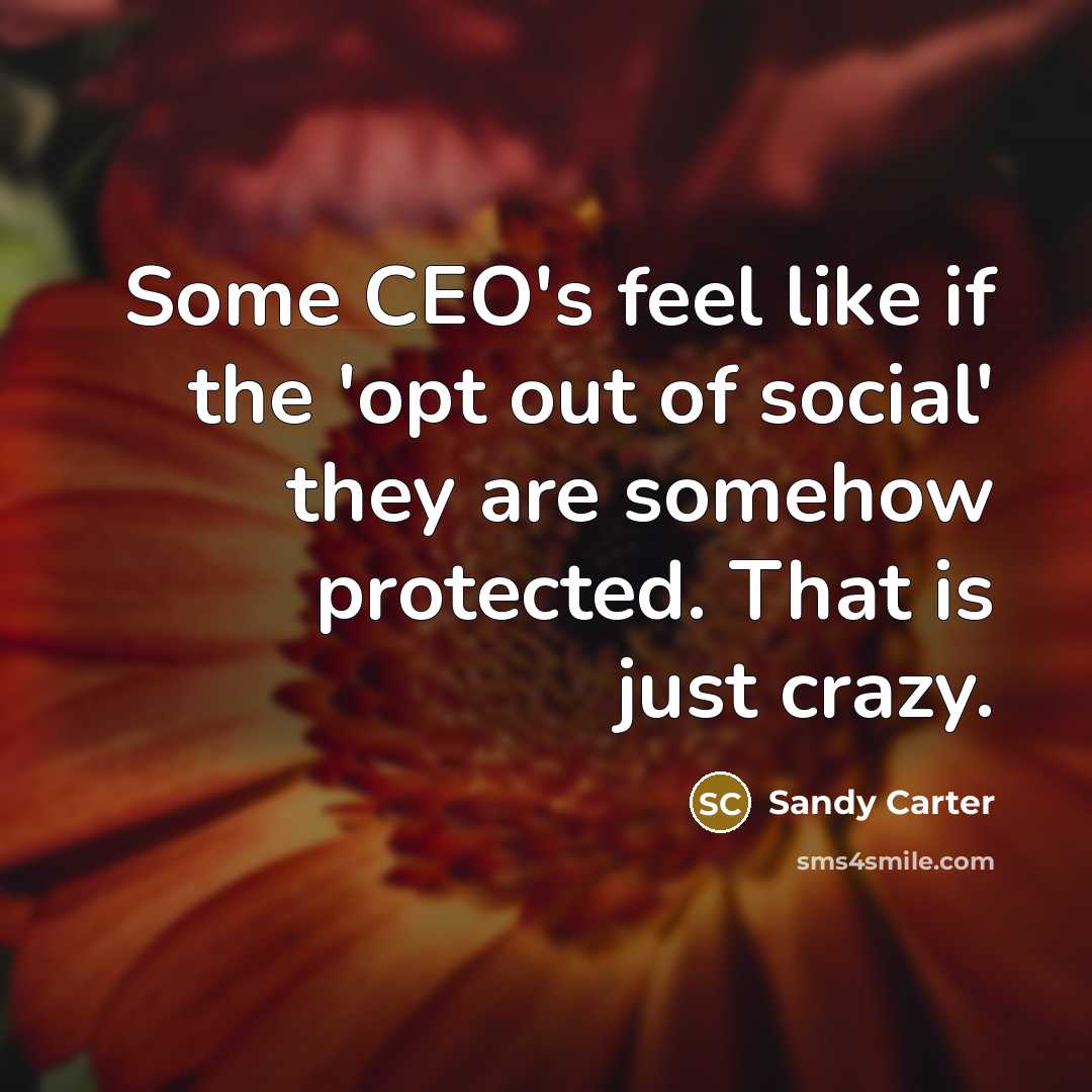 “Some CEO's feel like if the 'opt out of social'…” quote by Sandy Carter