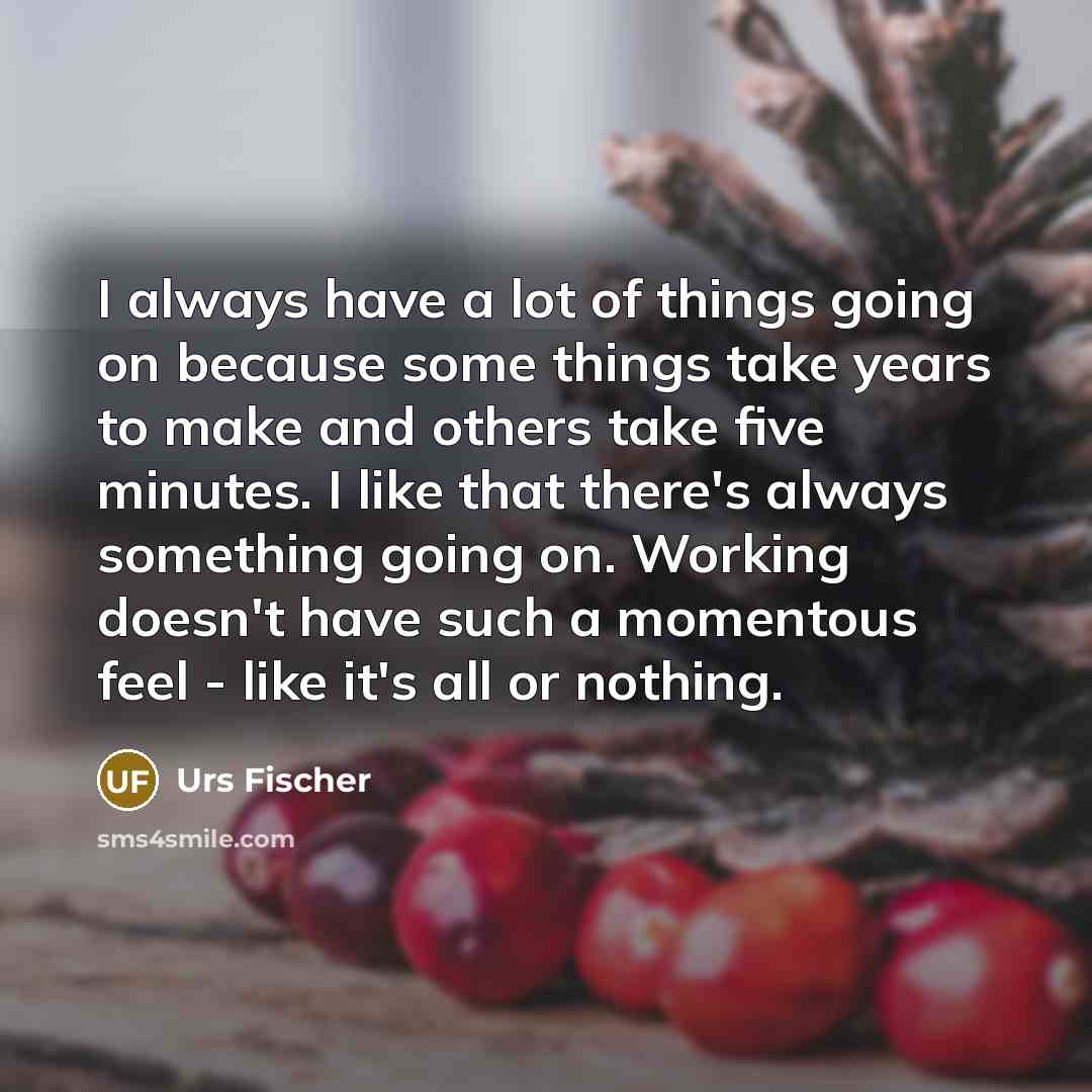 “I always have a lot of things going on because…” quote by Urs Fischer