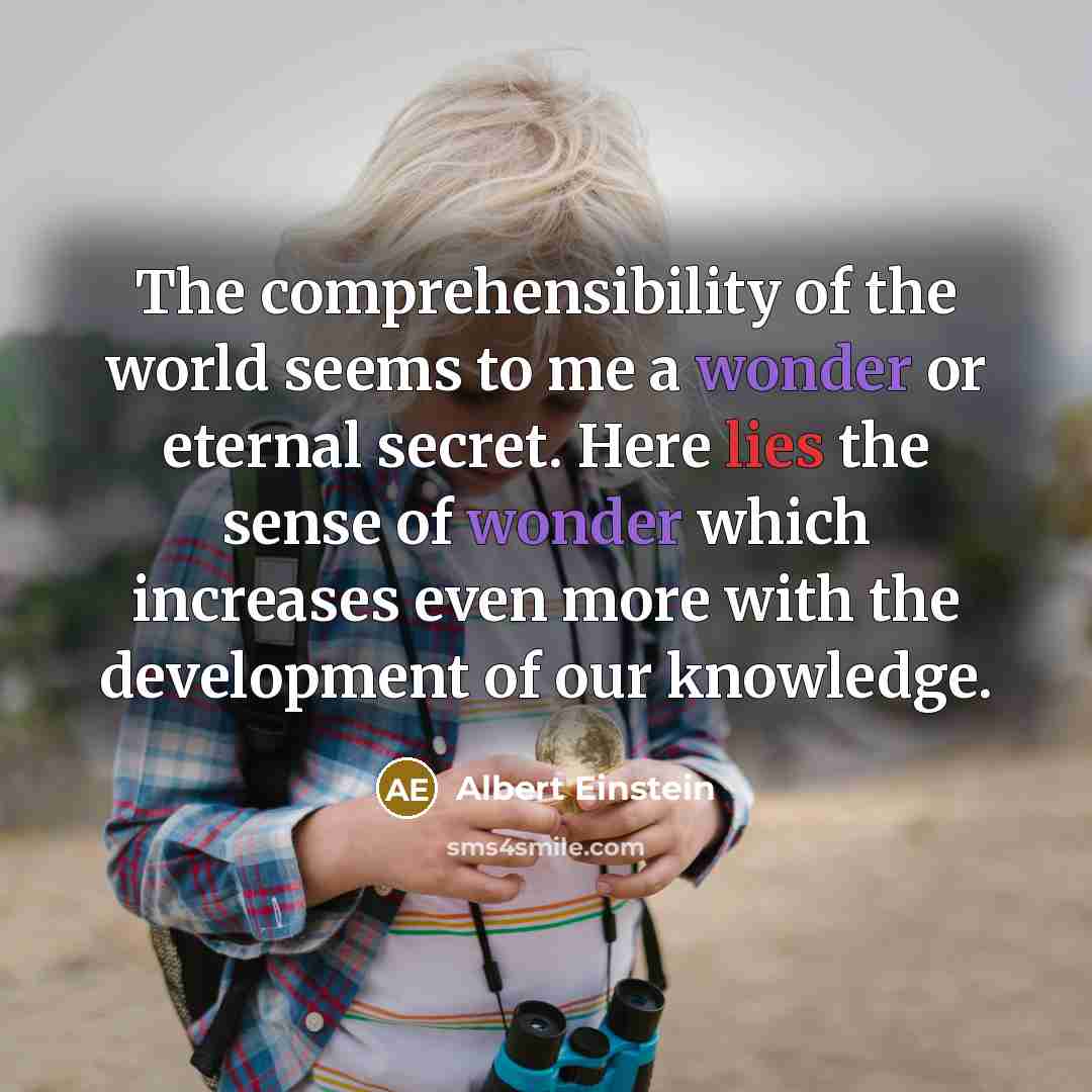 “The comprehensibility of the world seems to me a wonder…” quote by Albert Einstein