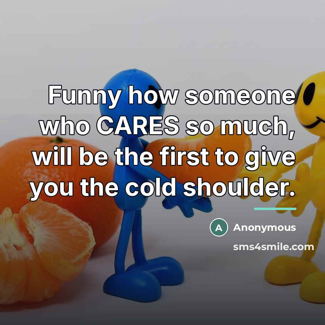 “Funny how someone who CARES so much, will be the…” quote by Anonymous