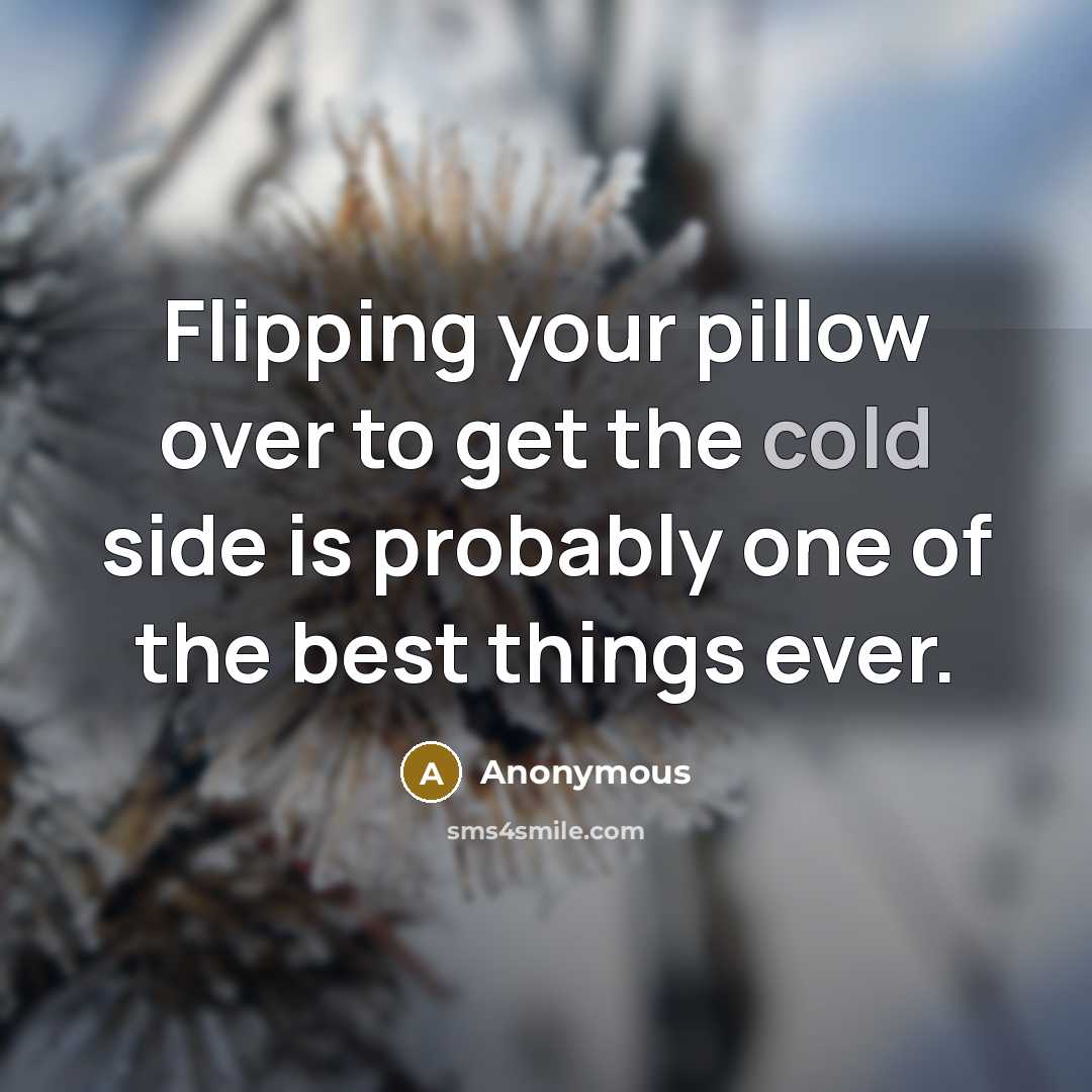 “Flipping your pillow over to get the cold side is probably one of the best things ever.” quote by Anonymous