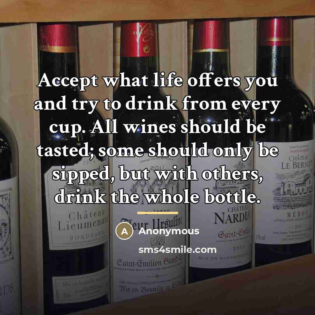 “Accept what life offers you and try to drink from…” quote by Anonymous