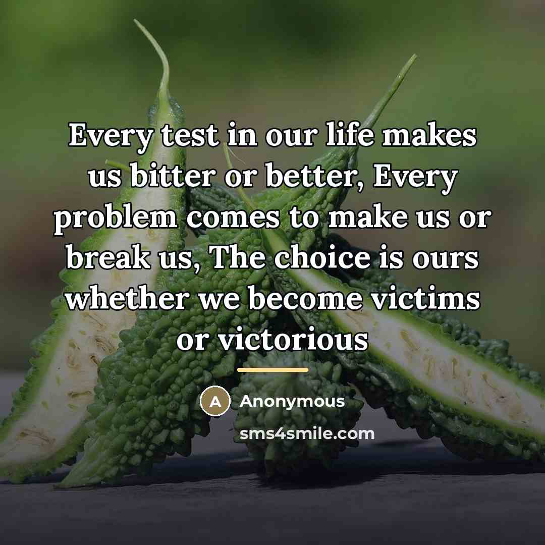 “Every test in our life makes us bitter or better,…” quote by Anonymous