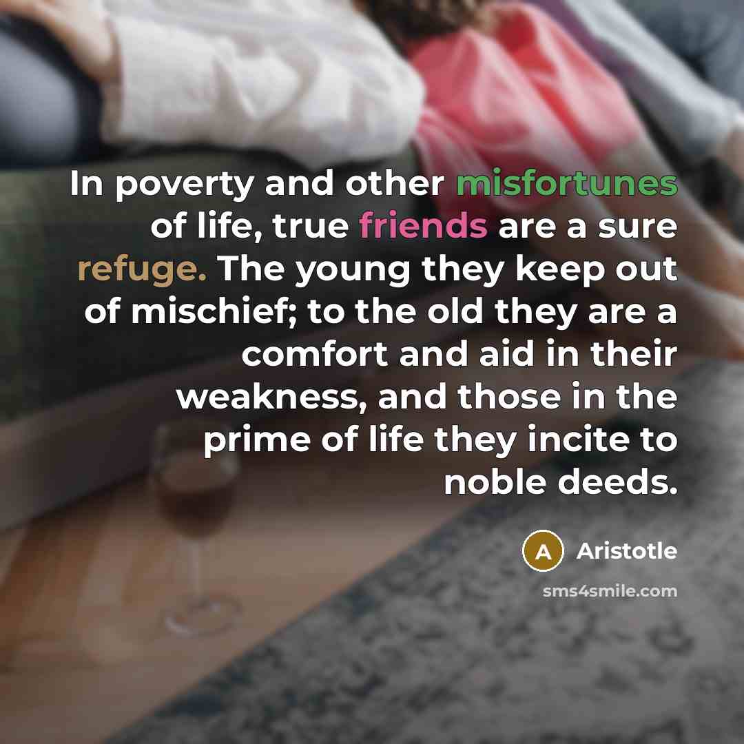 “In poverty and other misfortunes of life, true friends are…” quote by Aristotle
