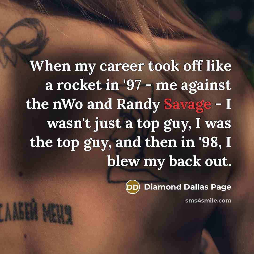 “When my career took off like a rocket in '97…” quote by Diamond Dallas Page
