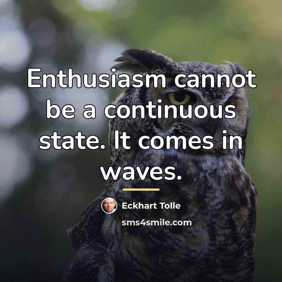 “Enthusiasm cannot be a continuous state. It comes in waves.…” quote by Eckhart Tolle