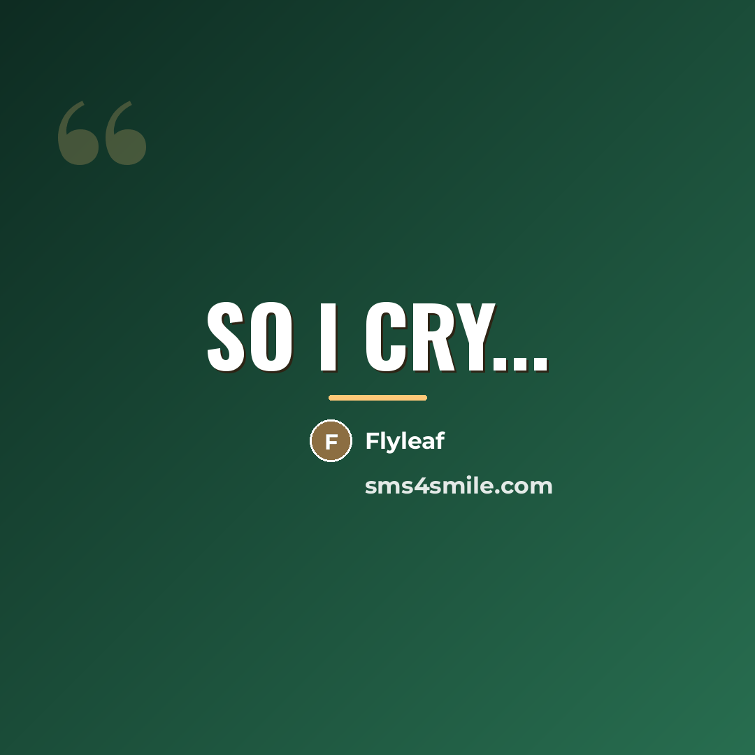 “So I cry...…” quote by Flyleaf