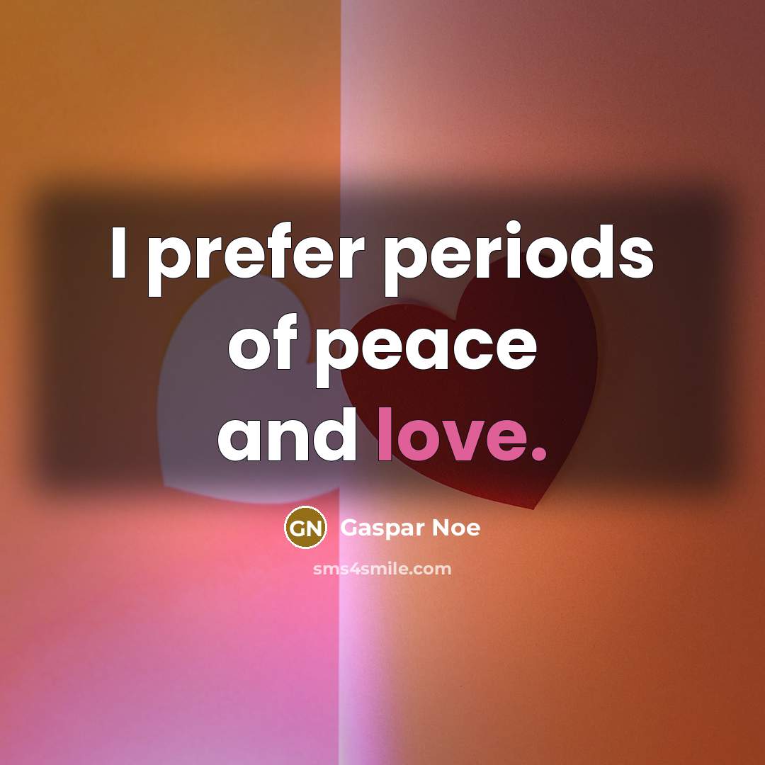 “I prefer periods of peace and love.…” quote by Gaspar Noe